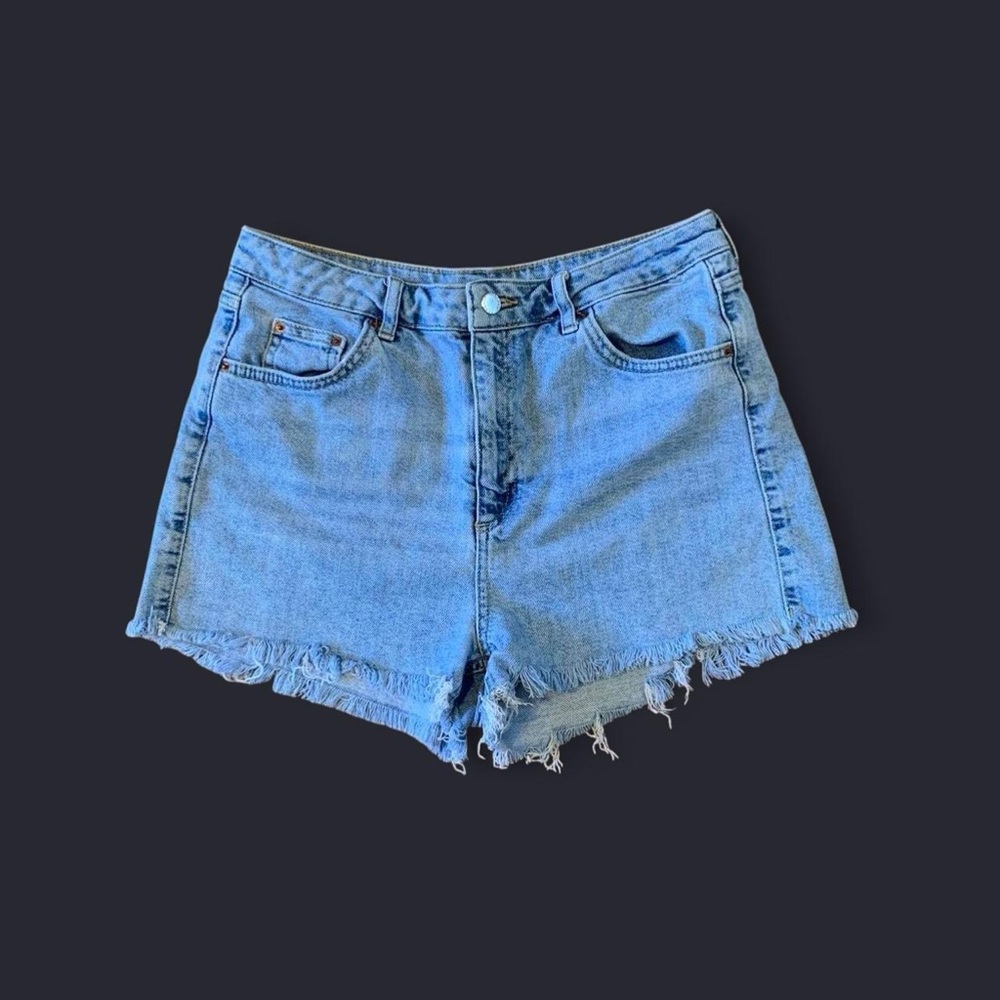 Topshop Light Blue Denim Frayed Hem Shorts